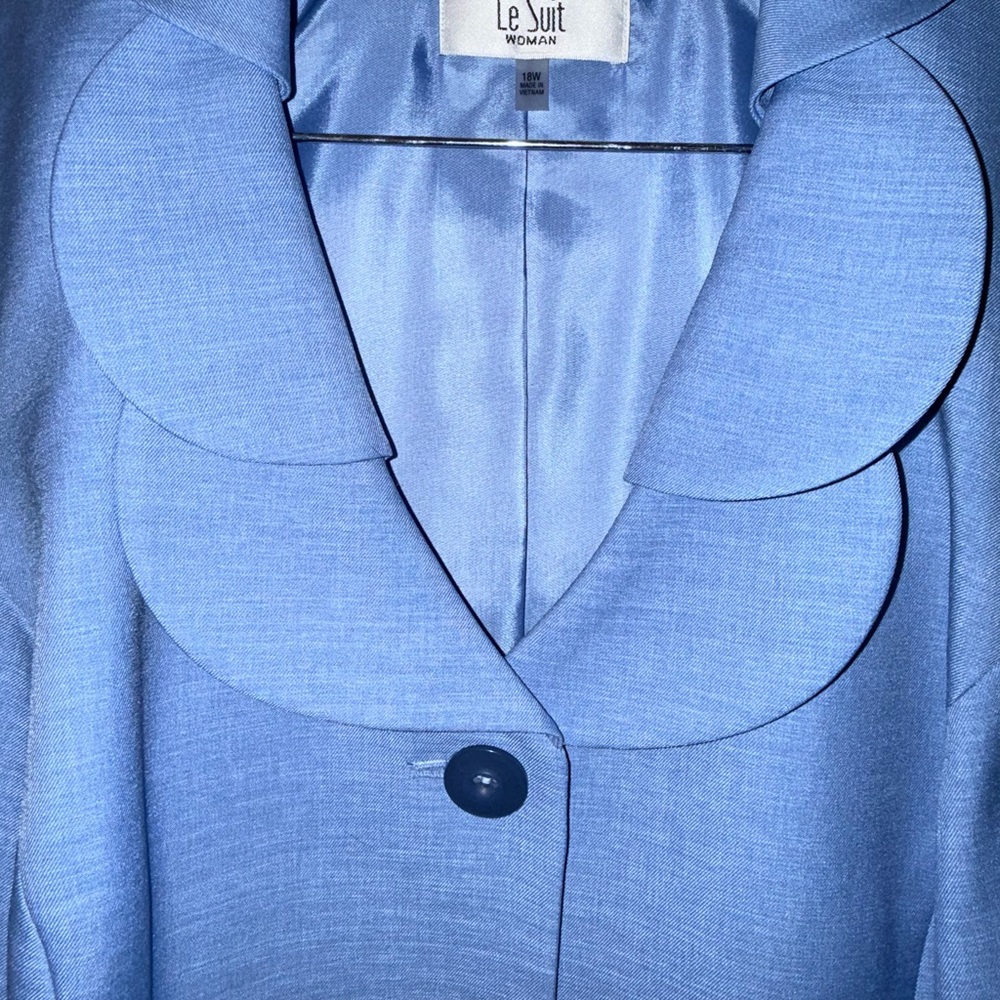 Le Suit Women's Light Blue Jacket & Skirt Suit Set 18W - Picture 3 of 5